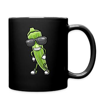 Dancing okra with sunglasses okra - Full Colour Mug - black - Right