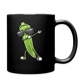 Dancing okra with sunglasses okra - Full Colour Mug - black - Right