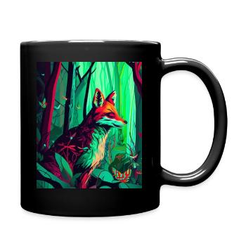 Kleiner Fuchs mit Schmetterlinge - Tasse einfarbig - Schwarz - Rechts