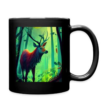 Bayerischer Rehbock - Tasse einfarbig - Schwarz - Rechts