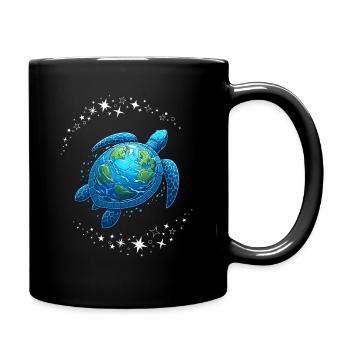 Happy Earth Day Meeresschildkröte Universum Globus - Tasse einfarbig - Schwarz - Rechts