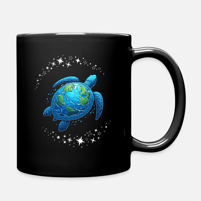 Happy Earth Day Meeresschildkröte Universum Globus - Tasse einfarbig - Schwarz
