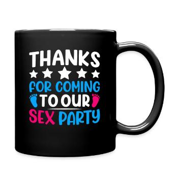 Gender Reveal Geschlechtsenthüllung Boy or Girl - Full Colour Mug - black - Right