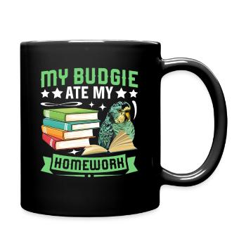 Ma perruche a mangé ses devoirs - Mug uni - noir - Droite
