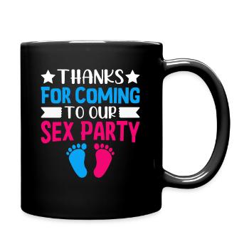 Gender Reveal Geschlechtsenthüllung Boy or Girl - Full Colour Mug - black - Right