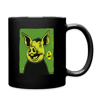 Un cochon de dessin animé vert dit : « Sortez ! » - Mug uni - noir - Droite