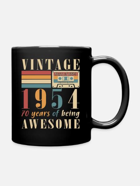 1954 Vintage - Geburtstagsgeschenk 1954 Retro 1954 - Tasse einfarbig - Schwarz