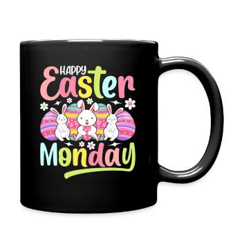 Frohen Ostermontag! Ostern Ostereier Osterhase - Tasse einfarbig - Schwarz - Rechts