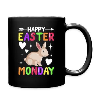 Frohen Ostermontag! Ostern Ostereier Osterhase - Tasse einfarbig - Schwarz - Rechts