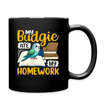Ma perruche a mangé les devoirs - Mug uni - noir - Droite
