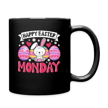 Frohen Ostermontag! Ostern Ostereier Osterhase - Tasse einfarbig - Schwarz - Rechts