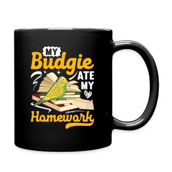 Ma perruche a mangé les devoirs - Mug uni - noir - Droite