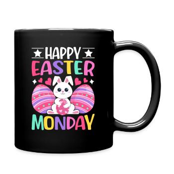 Joyeux lundi de Pâques ! Oeufs de Pâques Lapin de Pâques - Mug uni - noir - Droite