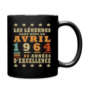 Légende 60 ans 1964 Avril 60 ans anniversaire - Mug uni - noir - Droite