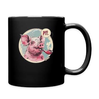 Entspanntes, cooles Schwein und Pfeife - Tasse einfarbig - Schwarz - Rechts