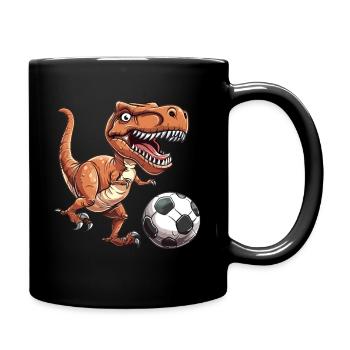 Soccer T Rex Fußballer - Tasse einfarbig - Schwarz - Rechts