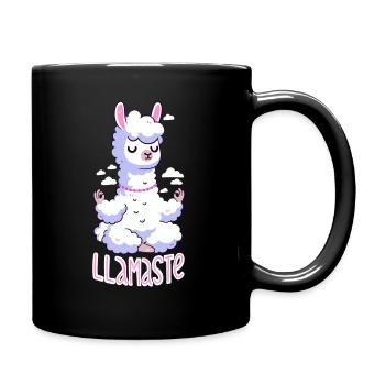 Lama meditiert - Namaste! - Tasse einfarbig - Schwarz - Rechts