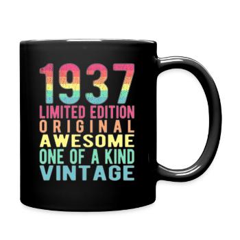 Limited Edition seit 1937 Geburtstag Vintage 1937 - Tasse einfarbig - Schwarz - Rechts