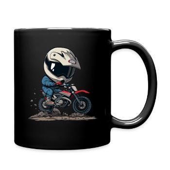 Motocross für Kinder - Tasse einfarbig - Schwarz - Rechts