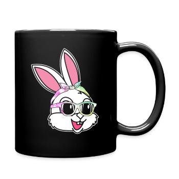 Ostern süßes Häschen Osterhase - Tasse einfarbig - Schwarz - Rechts