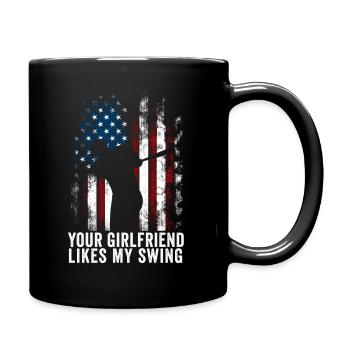 Deine Freundin mag meine Schaukel - Tasse einfarbig - Schwarz - Rechts