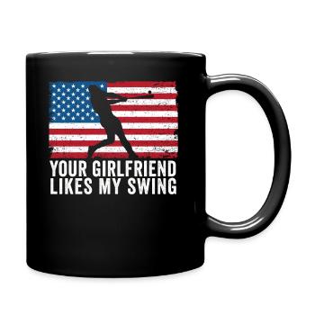 Deine Freundin mag meinen Schwung - Tasse einfarbig - Schwarz - Rechts
