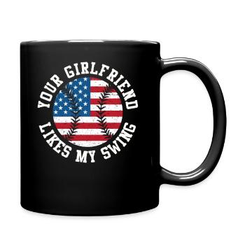 Deine Freundin mag meinen Schwung - Tasse einfarbig - Schwarz - Rechts