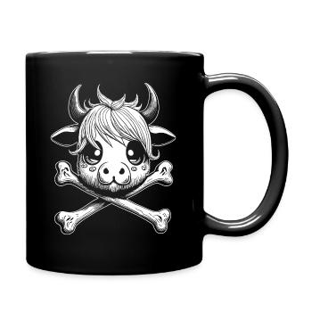 Totenkopf-Kälbchen Comic-Shirt für Cartoon-Fans - Tasse einfarbig - Schwarz - Rechts