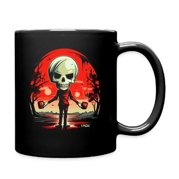 Squelette de crâne avec des tasses - Mug uni - noir - Droite