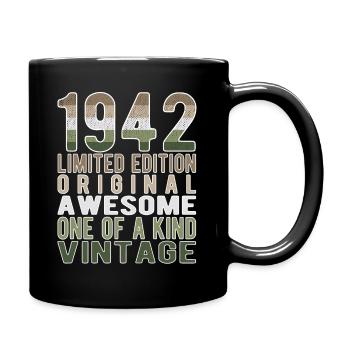 Limited Edition seit 1942 Geburtstag Vintage 1942 - Tasse einfarbig - Schwarz - Rechts