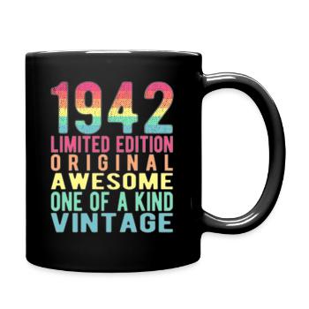 Limited Edition seit 1942 Geburtstag Vintage 1942 - Tasse einfarbig - Schwarz - Rechts