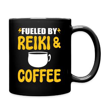 Reiki und Kaffee Kaffeeliebhaber - Tasse einfarbig - Schwarz - Rechts