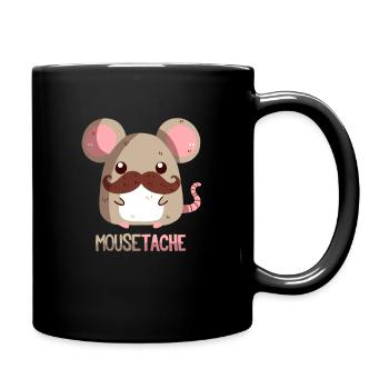 Souris avec une moustache - Mug uni - noir - Droite