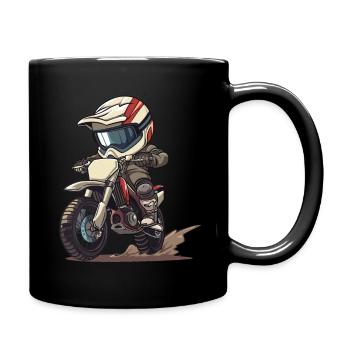 Motocross Kind - Tasse einfarbig - Schwarz - Rechts