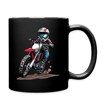 Motocross für Kinder - Tasse einfarbig - Schwarz - Rechts