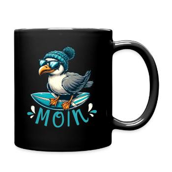 Hamburg Möwe Moin Norden Dialekt Hamburger lustig - Tasse einfarbig - Schwarz - Rechts