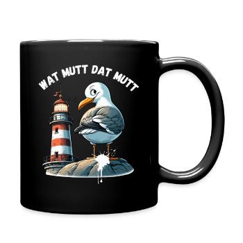 Hamburg Dialekt Möwe Lustig Leuchtturm Norden Fun - Tasse einfarbig - Schwarz - Rechts