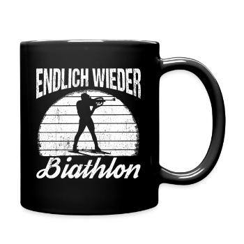 Endlich Wieder Biathlon Biathlet Skifahrer Berglie - Tasse einfarbig - Schwarz - Rechts