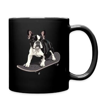 Skater Französische Bulldogge - Tasse einfarbig - Schwarz - Rechts
