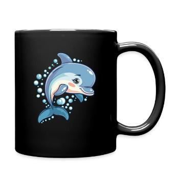 Delfin Kawaii - Tasse einfarbig - Schwarz - Rechts