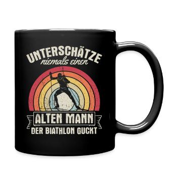 Biathlon, Old Man, Sport, Winter Sports, Biathlete, Ski - Full Colour Mug - black - Right