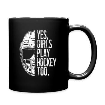 Mädchen spielen auch Eishockey - Tasse einfarbig - Schwarz - Rechts
