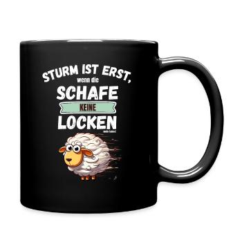 Hamburg Schaf Locken Sturm Wetter Küste Lustig - Tasse einfarbig - Schwarz - Rechts