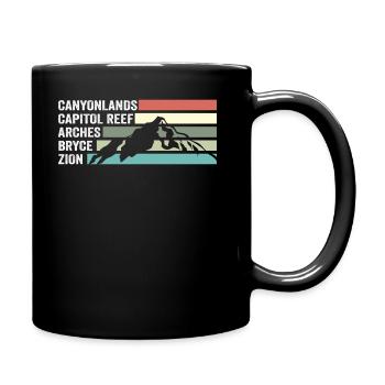 Erkunden Sie die Berge der Nationalparks von Utah - Tasse einfarbig - Schwarz - Rechts