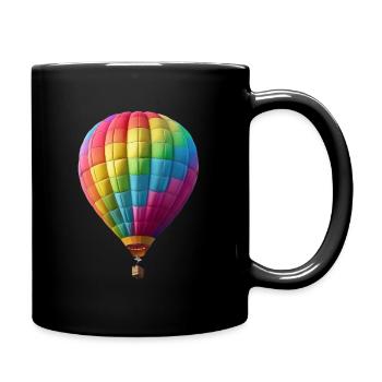 Colorful Floating Dreams in Hot Air Balloon - Full Colour Mug - black - Right