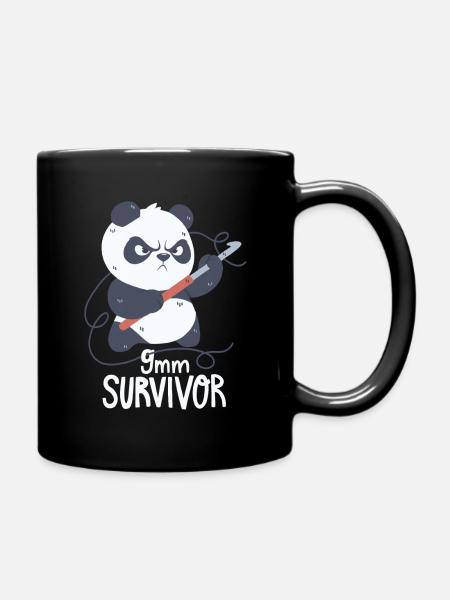 Häkelnder Panda - Tasse einfarbig - Schwarz