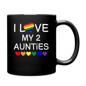 I Love My 2 Aunties Pride Baby Gay Aunt Toddler - Full Colour Mug - black - Right