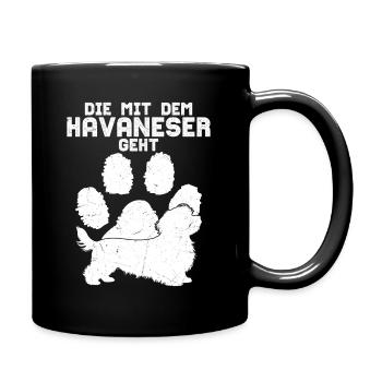Celle avec le bichon havanais va maîtresse chien chiens maman - Mug uni - noir - Droite
