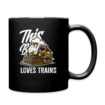 Boy Loves Train Trains Hobby - Full Colour Mug - black - Right