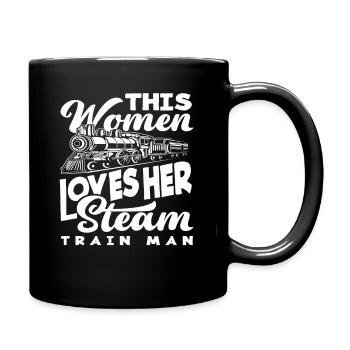 Dampflokomotive Zug Züge Frau Ehefrau - Tasse einfarbig - Schwarz - Rechts
